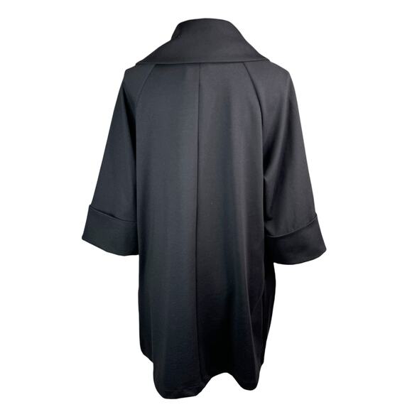 Insight New York Cowl Neck Ponte Knit Swing Coat Jacket Black Mid-Length  12 - Picture 7 of 10